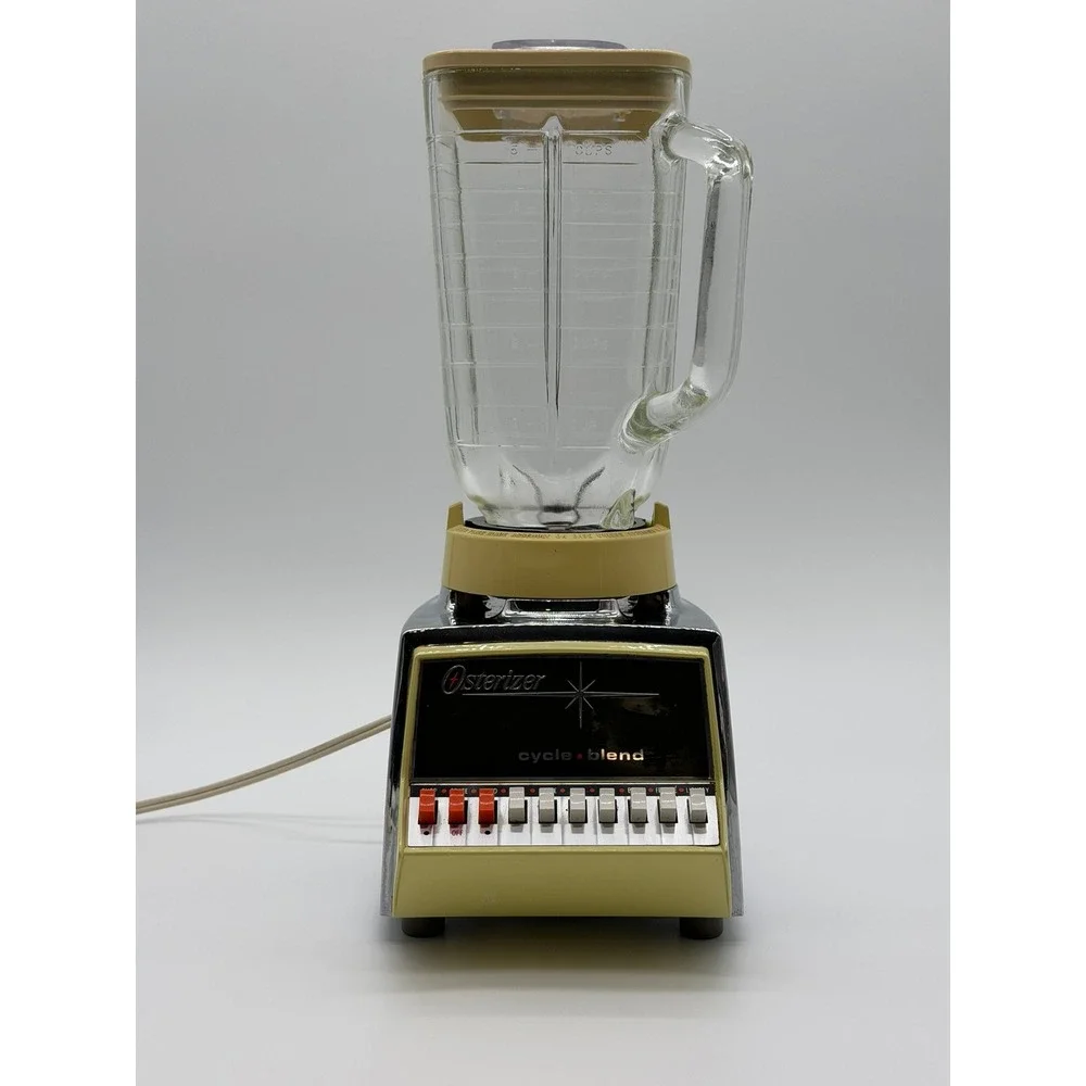 Vintage Osterizer Cycle Blend 10 Speed Blender Avocado Harvest Chrome 1970s